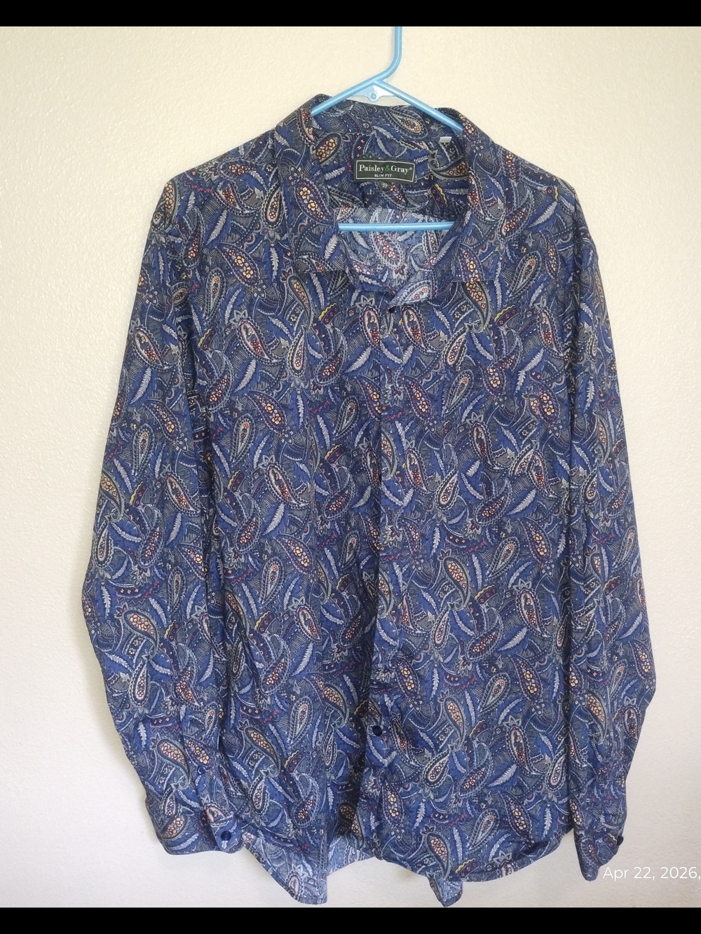 Paisley & Gray Mens 3X Paisley Dress Shirt